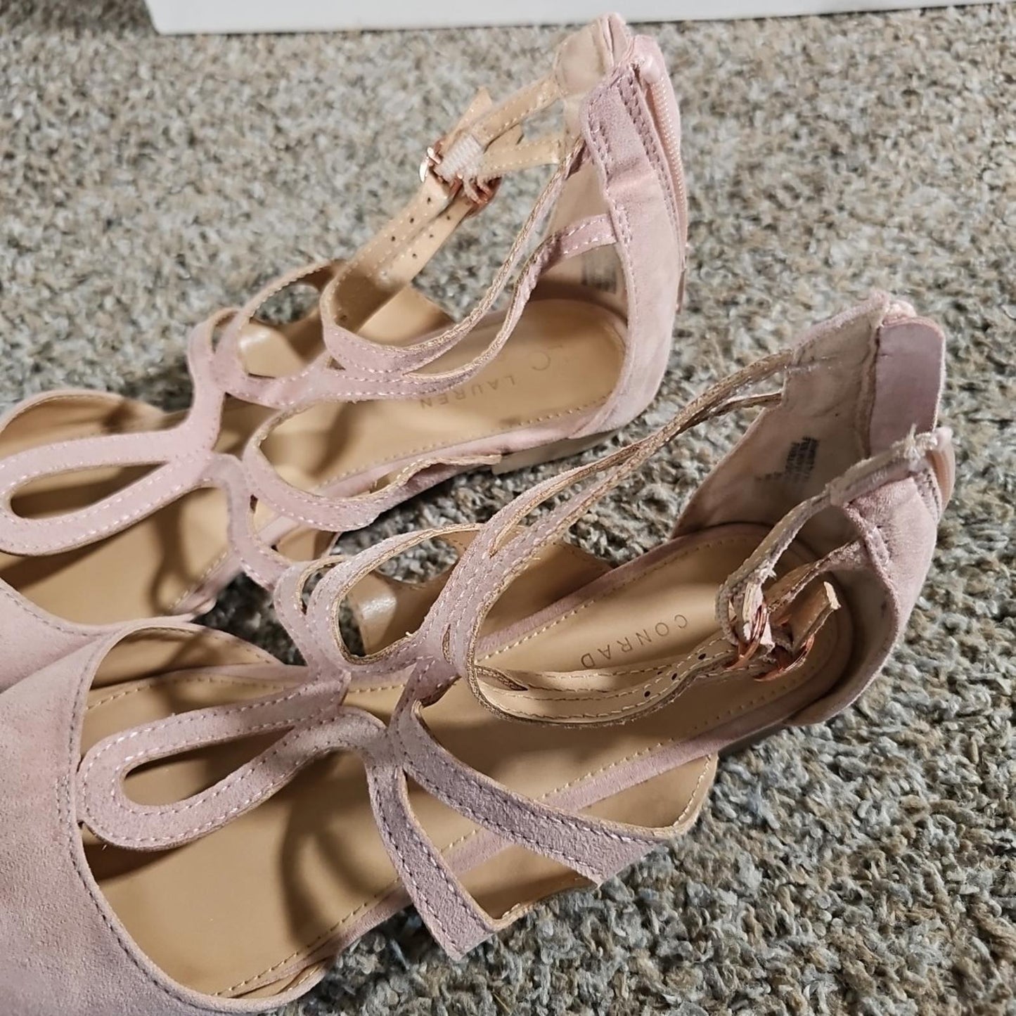 Lauren Conrad Strappy Pointed Toe Flats Macaroon Blush 9M