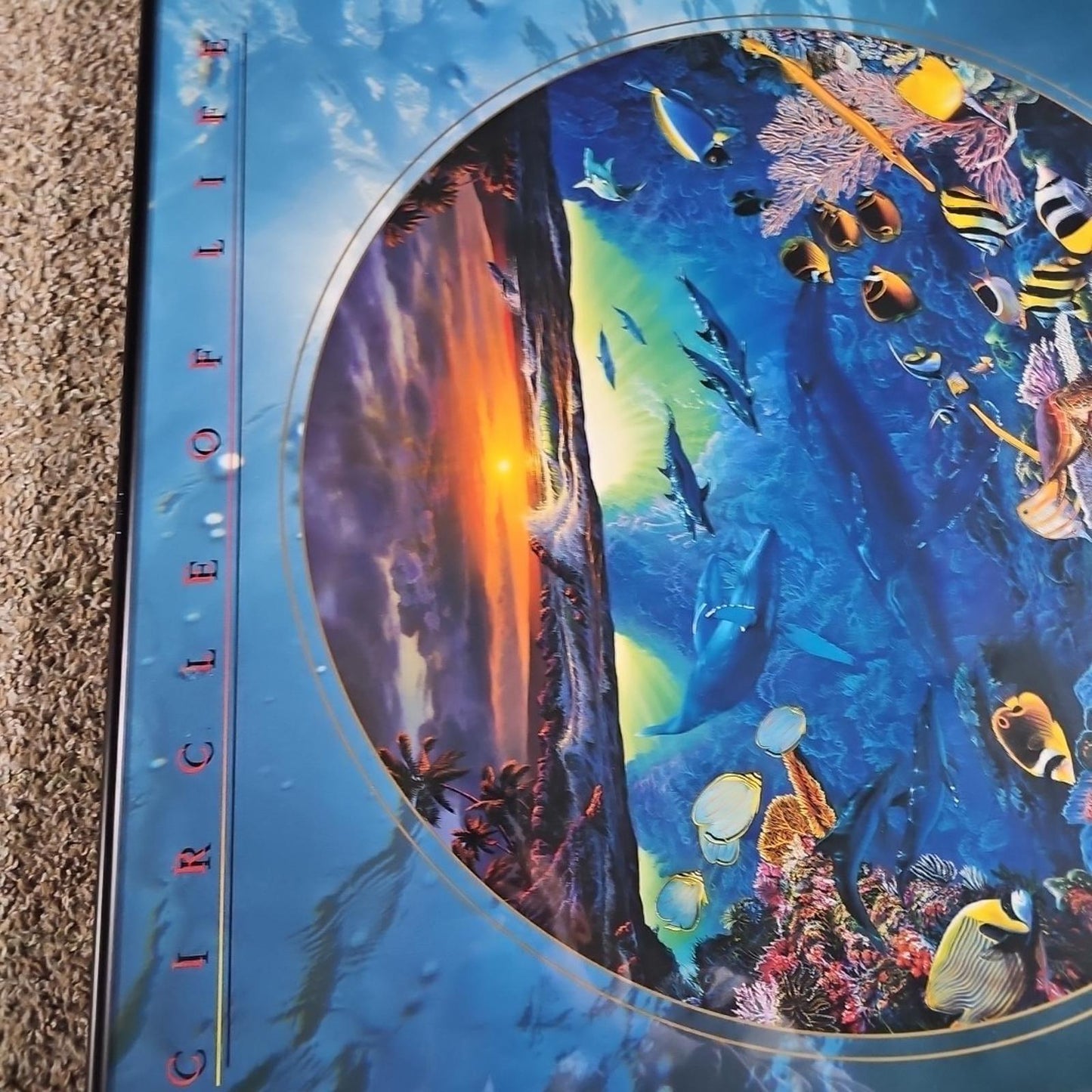 Rare CHRISTIAN LASSEN Maui Hawaii CIRCLE OF LIFE Framed ART POSTER Print 24¼x30¼