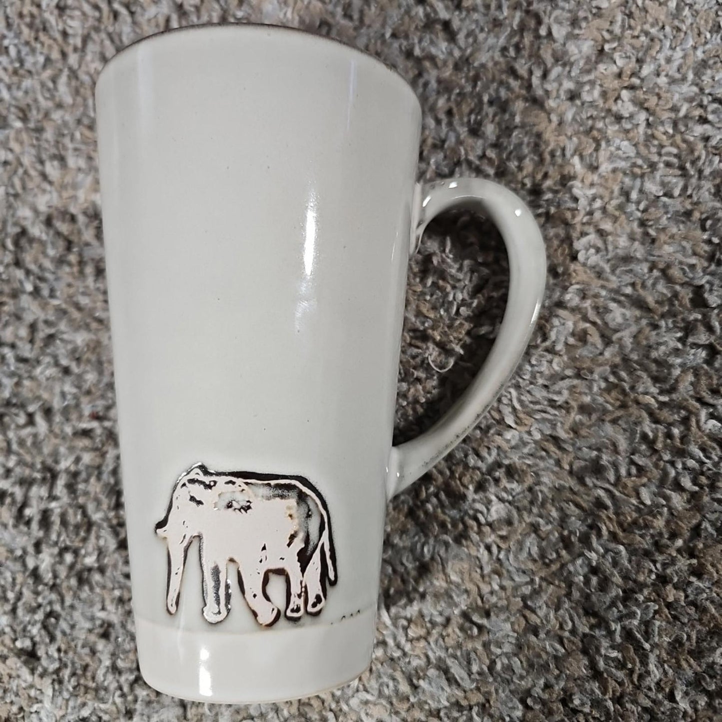 Tall Glazed Ceramic Elephant Coffee Mug