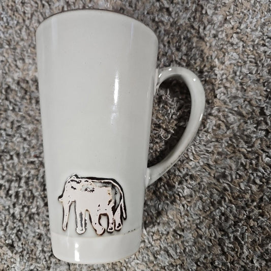 Tall Glazed Ceramic Elephant Coffee Mug