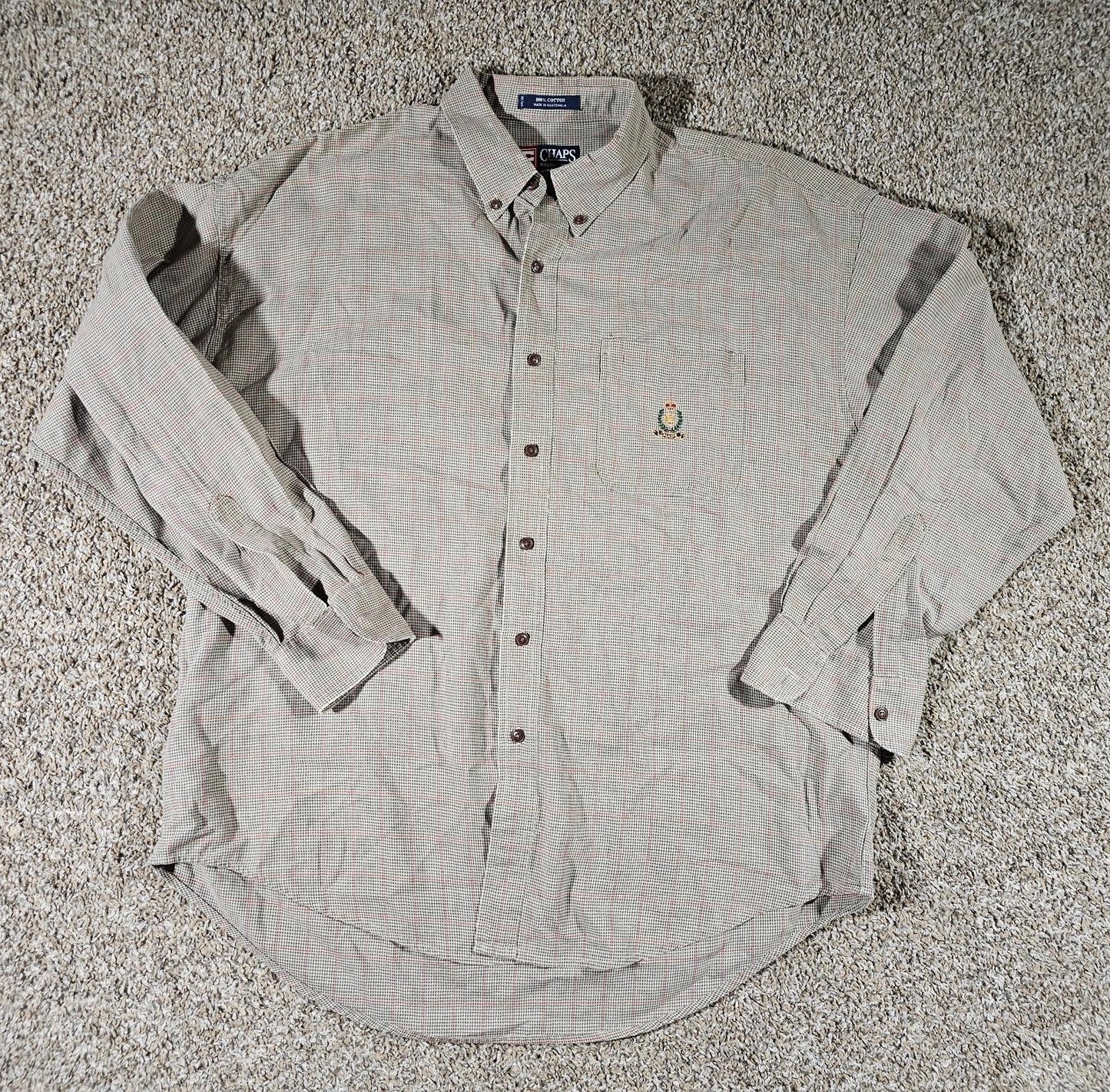 Chaps Ralph Lauren Plaid Houndstooth Shirt XL Pocket Logo