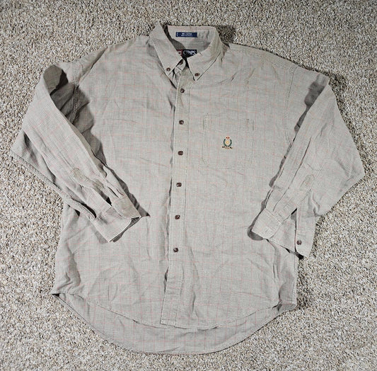 Chaps Ralph Lauren Plaid Houndstooth Shirt XL Pocket Logo