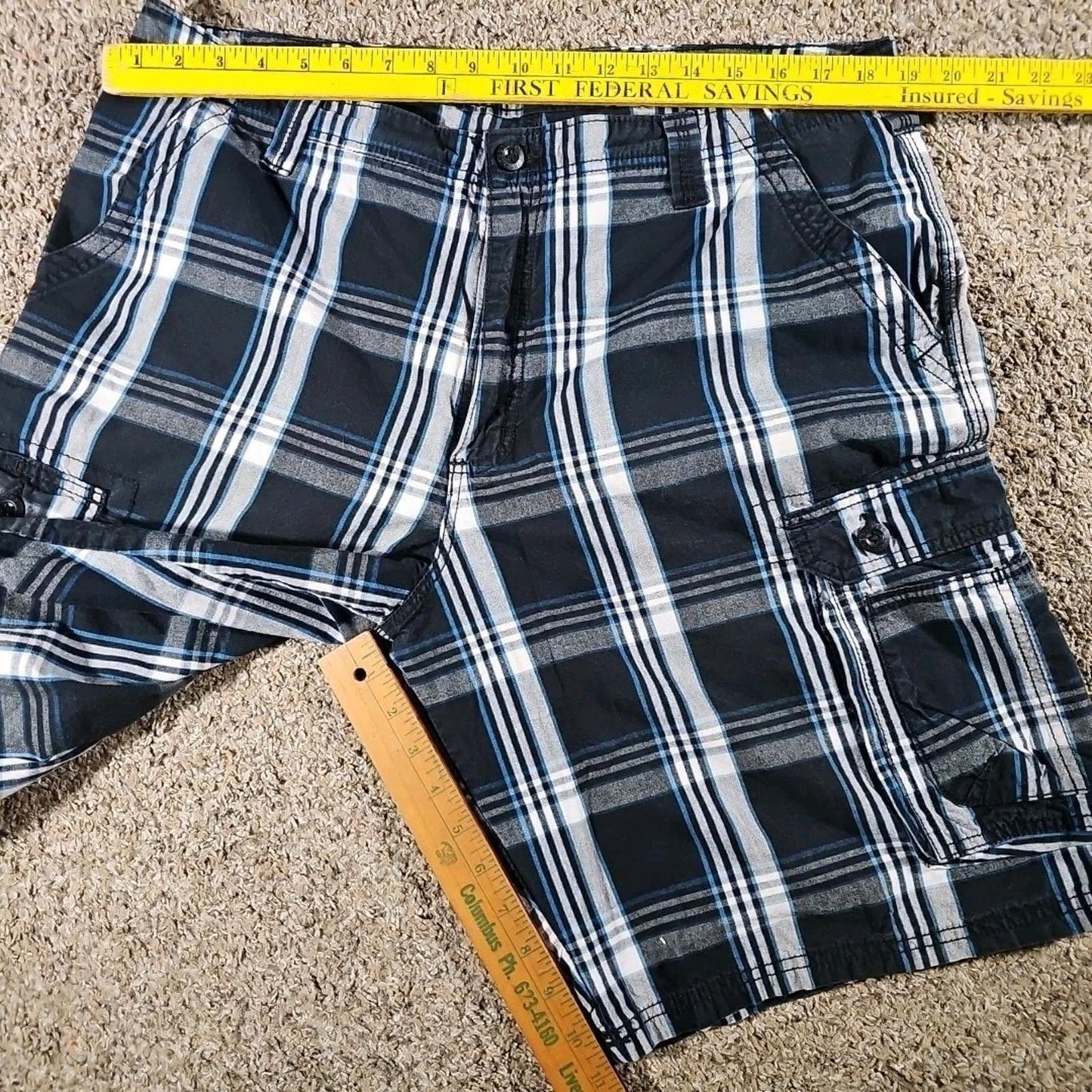 Lee dungarees cargo shorts men's 38x11 plaid preppy outdoor