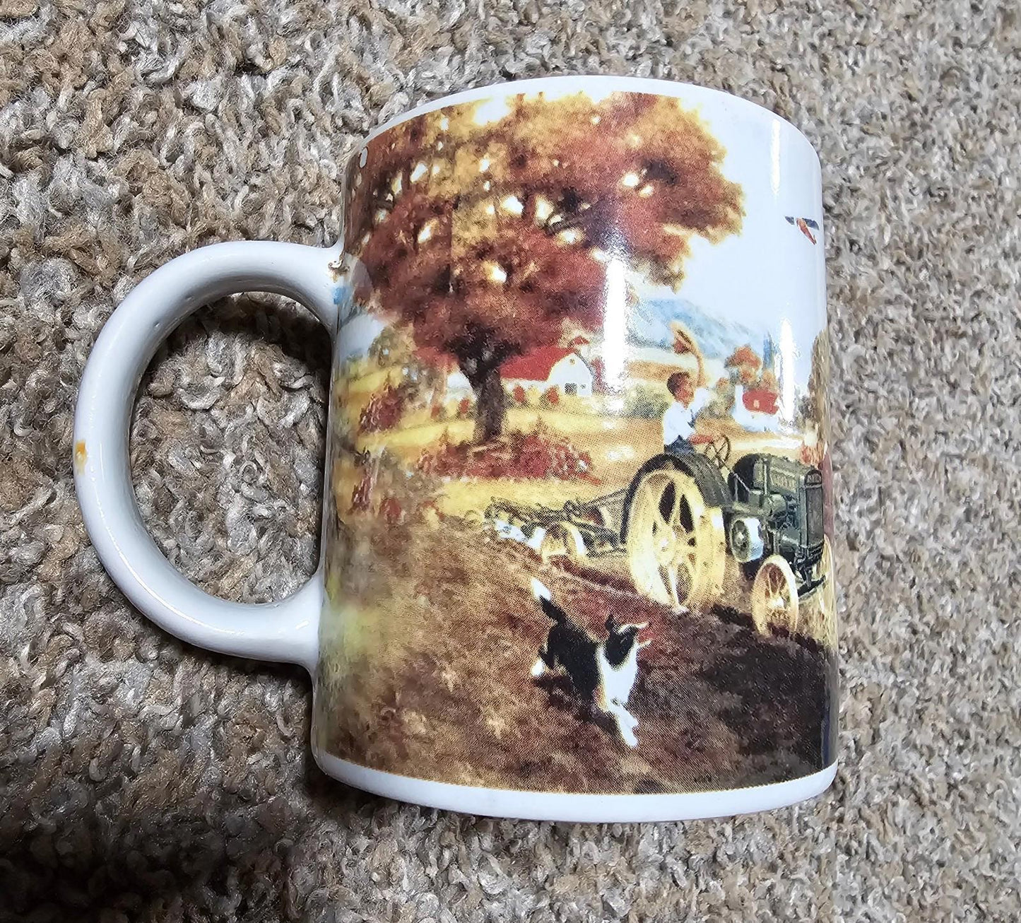 John Deere Coffee Mug Cup Farm Scene Tractor In Field Dog Plane Gibson