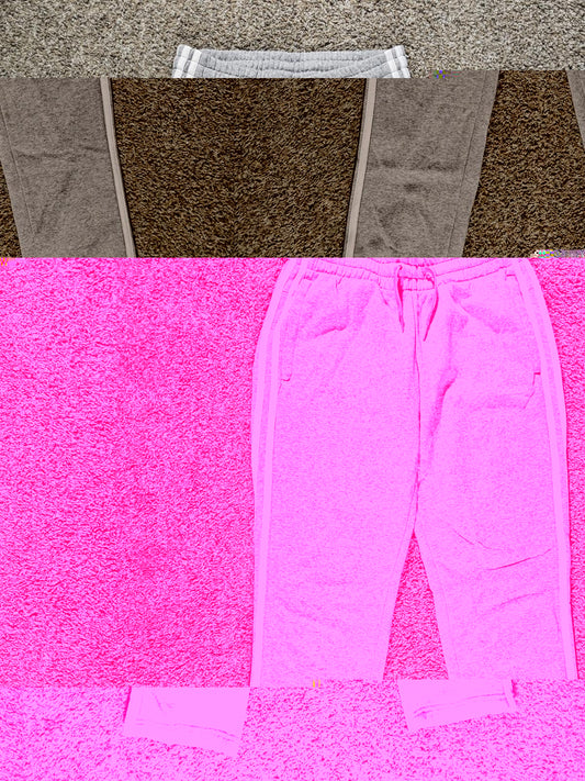 Adidas Womens Small Gray White Stripe Sweatpants Drawstring