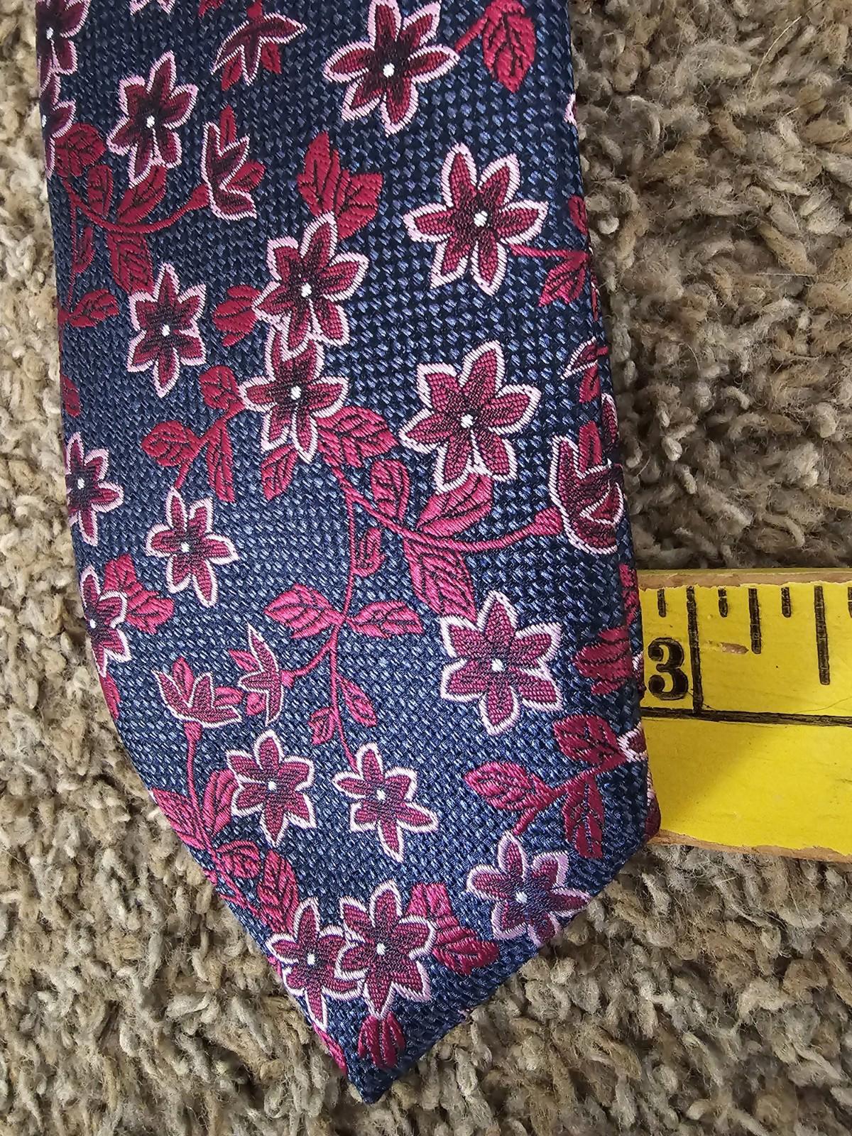 Pronto Oumo Floral Necktie Blue Purple Red Silk Blend