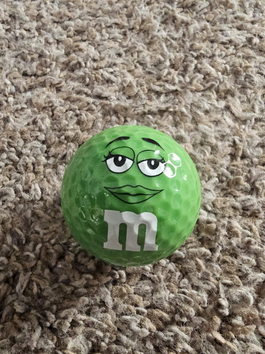 Green M & M Candy Face Logo Used Golf Ball - 1ct (one)