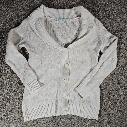 Maurices M Ivory Beige Cable Knit Cardigan