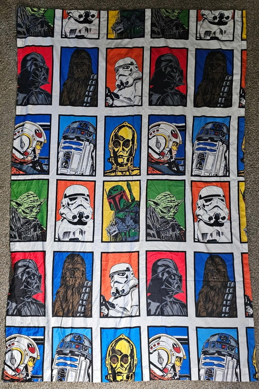 Star Wars Curtains 40x64 2 Panels 2 Tiebacks Darth Luke Chewie Yoda R2D2 C3P0
