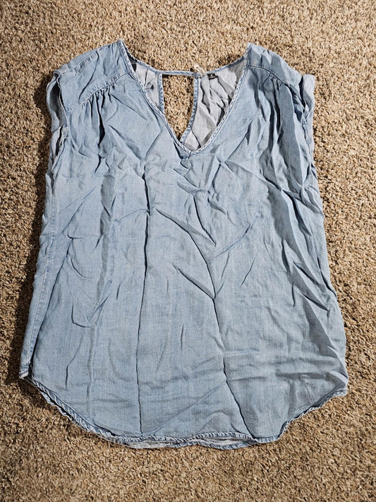 Heart Soul Sleeveless Blue Denim Style M Top