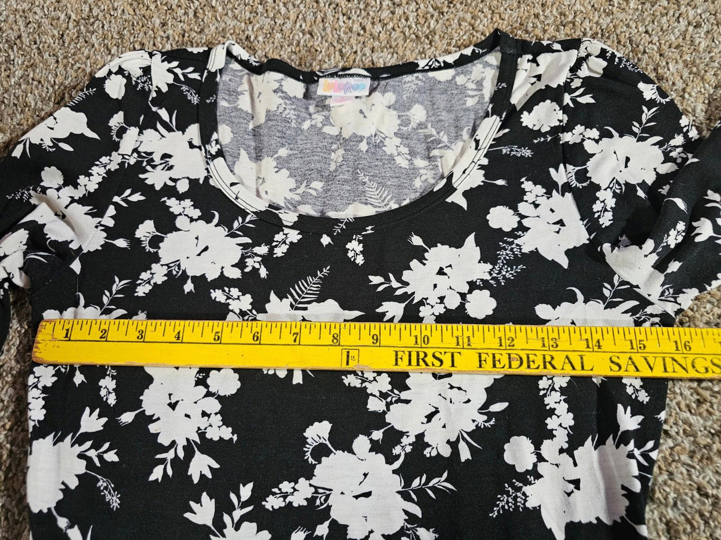 LuLaRoe Black & White Floral Dress S