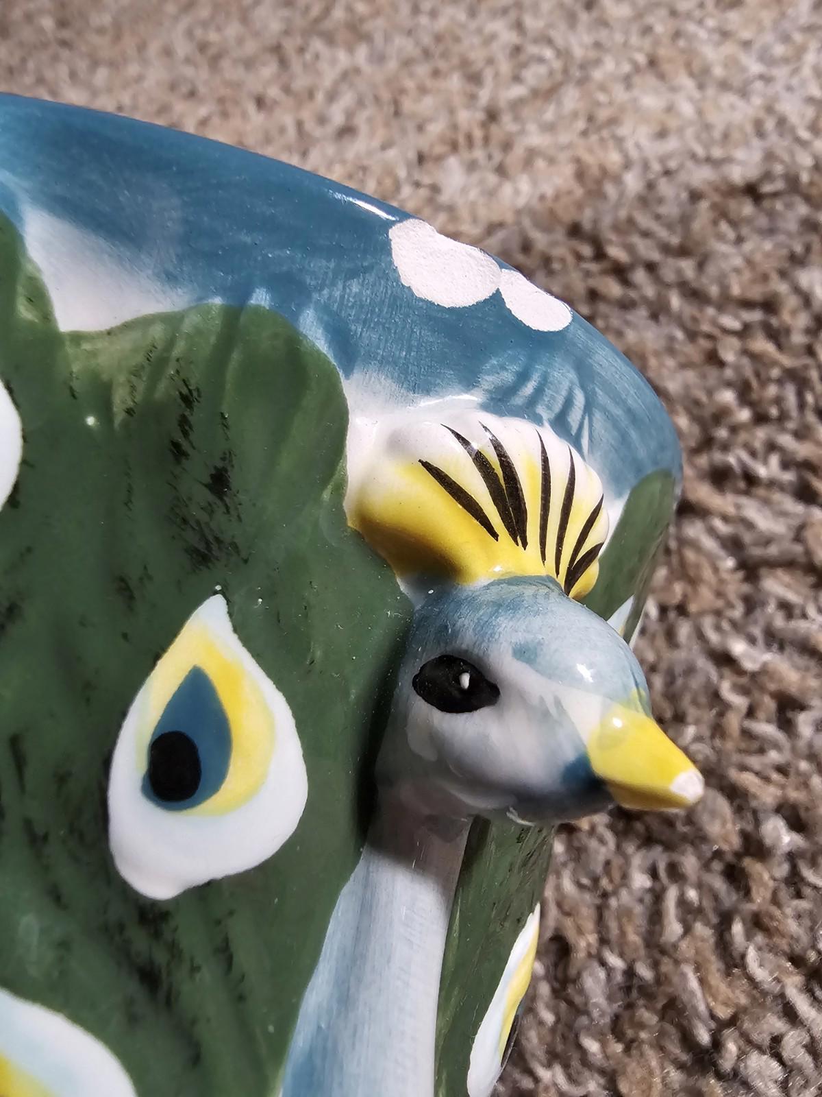 Pier 1 Imports Hand-Painted Peacock Coffee Mug Dolomite