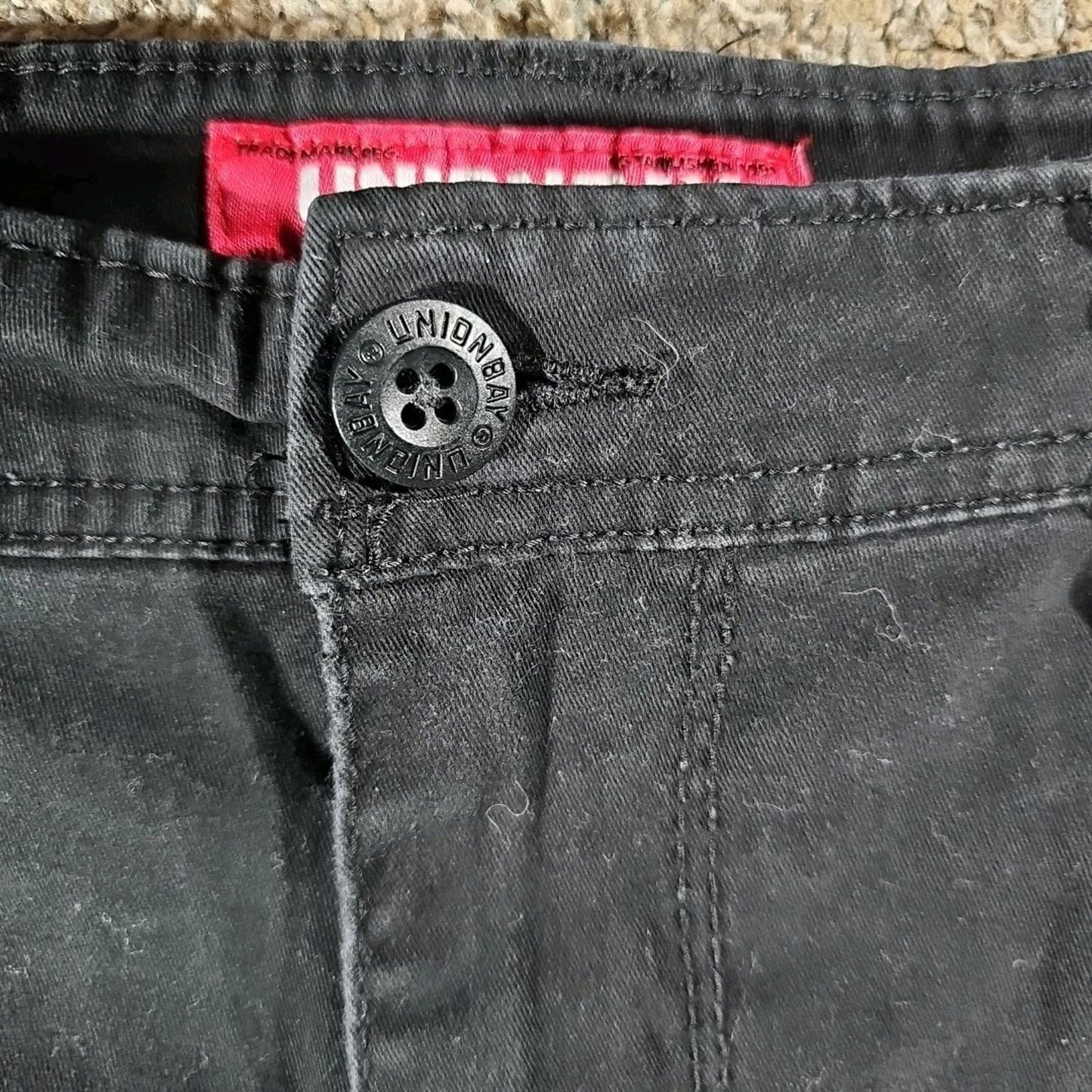 Unionbay Shorts Mens 36 Black Flat Front Chino Cargo Casual