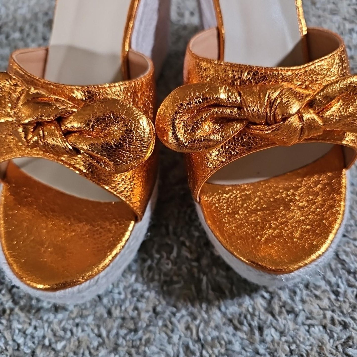 No Brand Sz42 Orange Wedge Sandal Heel MISSING 1 ANKLE STRAP