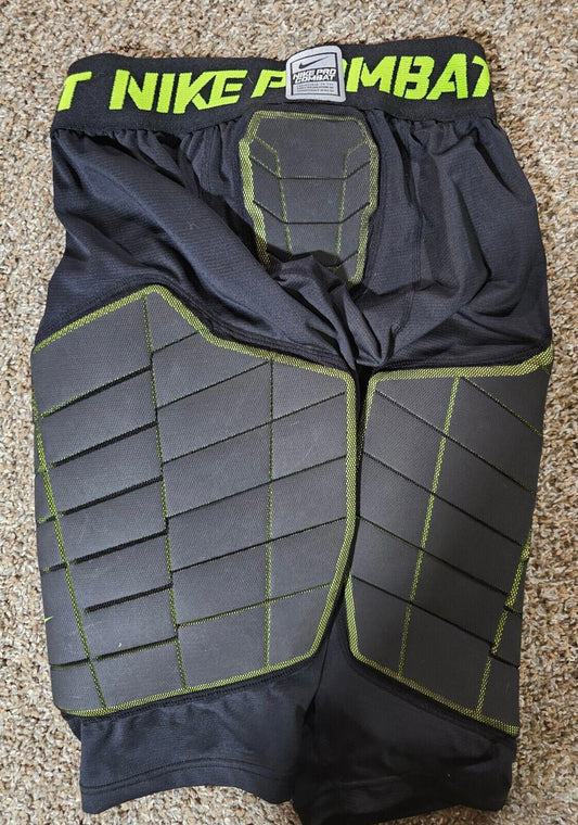 Nike Pro Combat Shorts Mens L Black Green Padded Compression