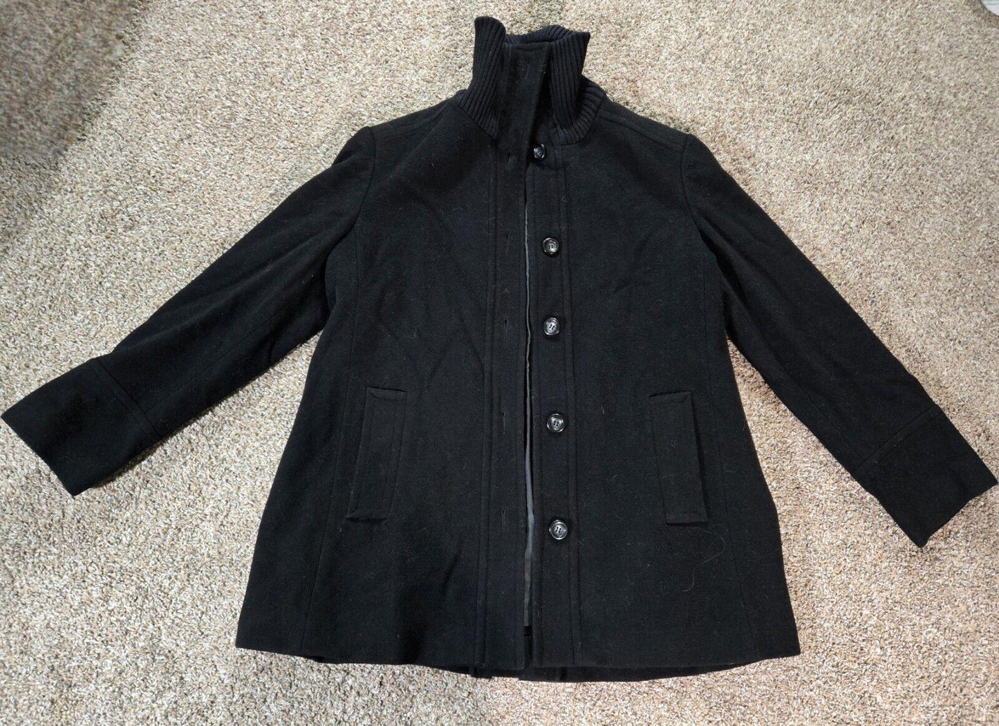 Fleet Street Wool Black Peacoat Turtle Neck & Buttons XL