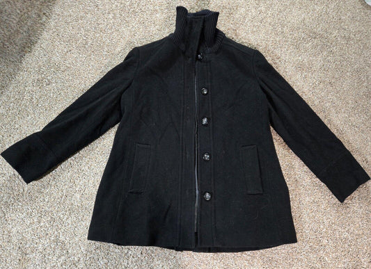 Fleet Street Wool Black Peacoat Turtle Neck & Buttons XL
