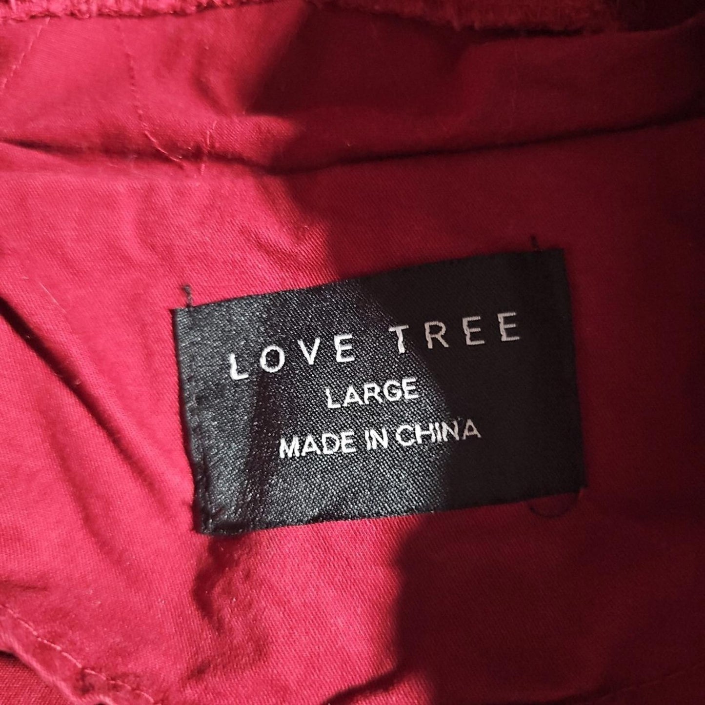 Love Tree Large Burgundy Hood Parka Coat Cotton Snap Zip