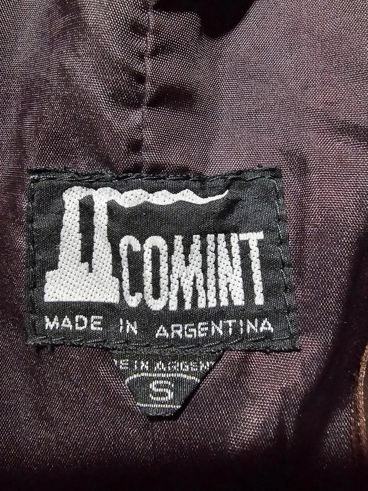 Comint Argentina Long Trench Style Brown Leather Jacket S