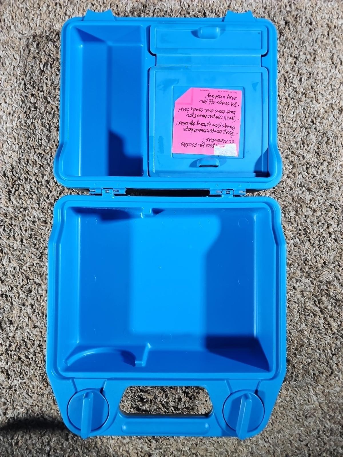 Vtg Locking Igloo Lunch Box Kit Compartments Silver Blue USA Made 1995