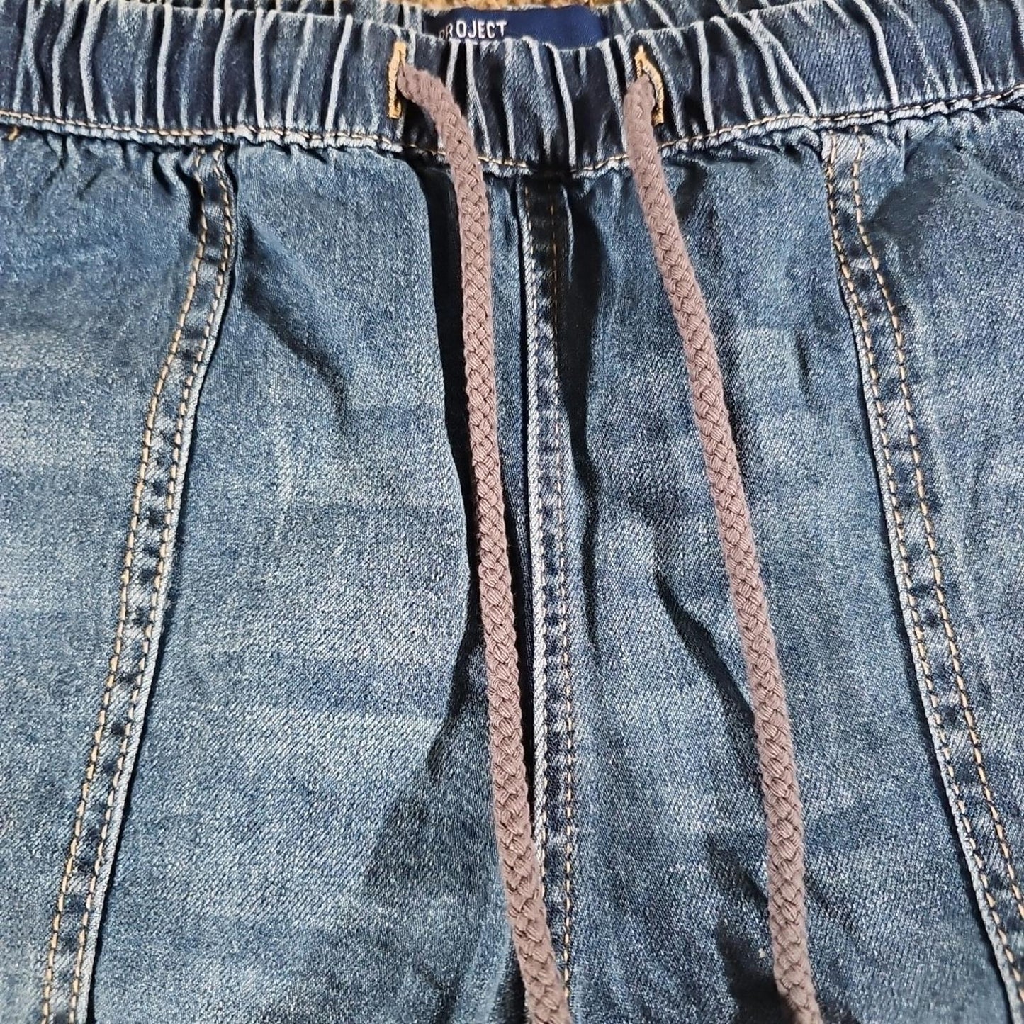 Project Indigo Sz L Denim Drawstring Shorts