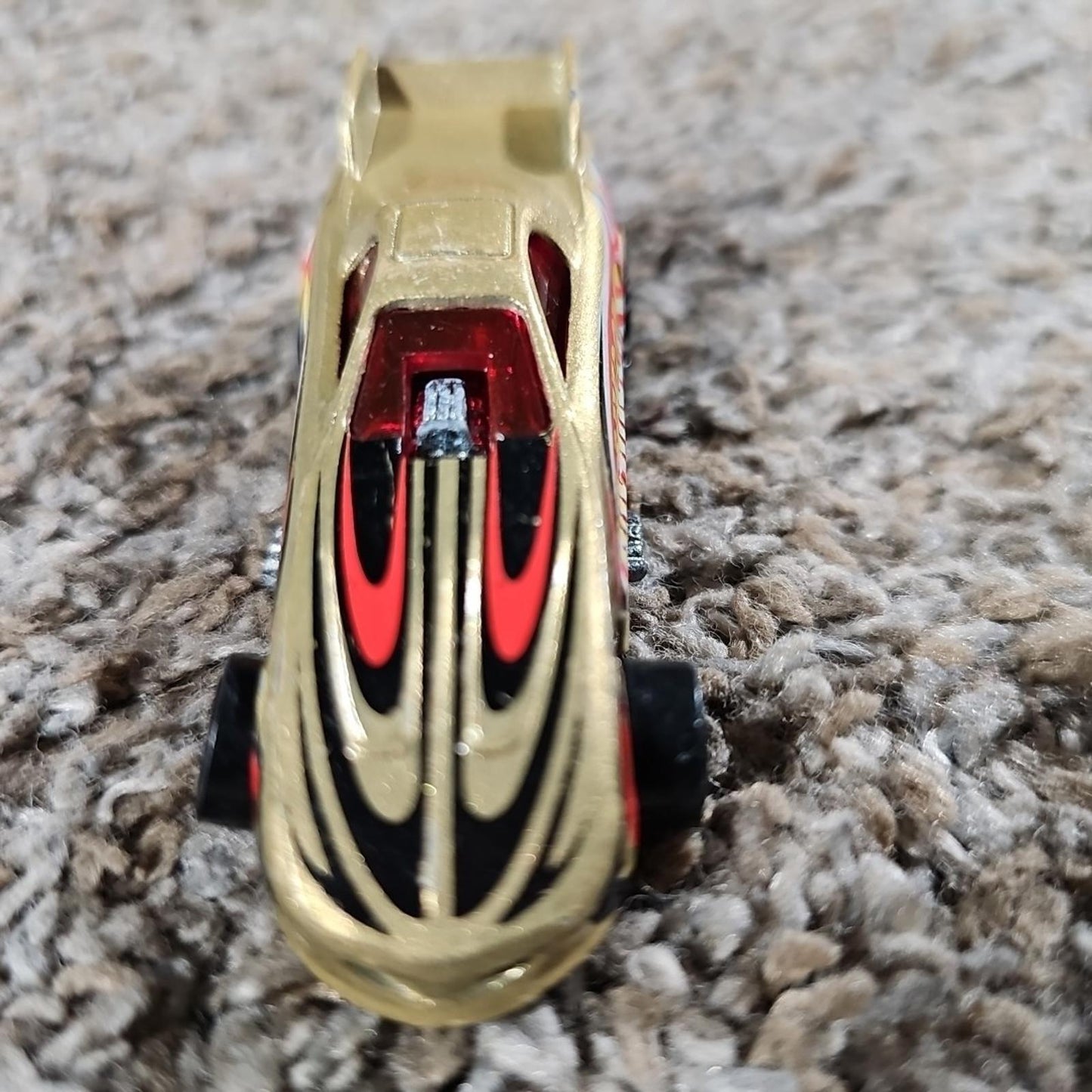 Gold Hot wheels Drag Racing Car Mattel 1977 Flip Up Hood