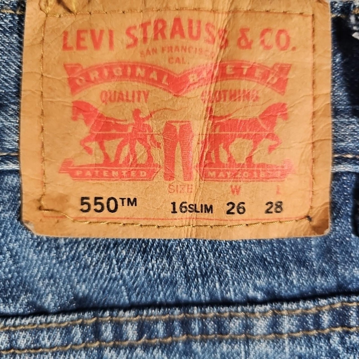 Levi's 550 Blue Denim Jeans 16 Slim 26 X 28  Relaxed Fit