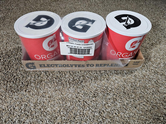 Gatorade G ESSNTL Organic Powder, Strawberry, 50.9oz Canister 3 Pack NEW SEALED