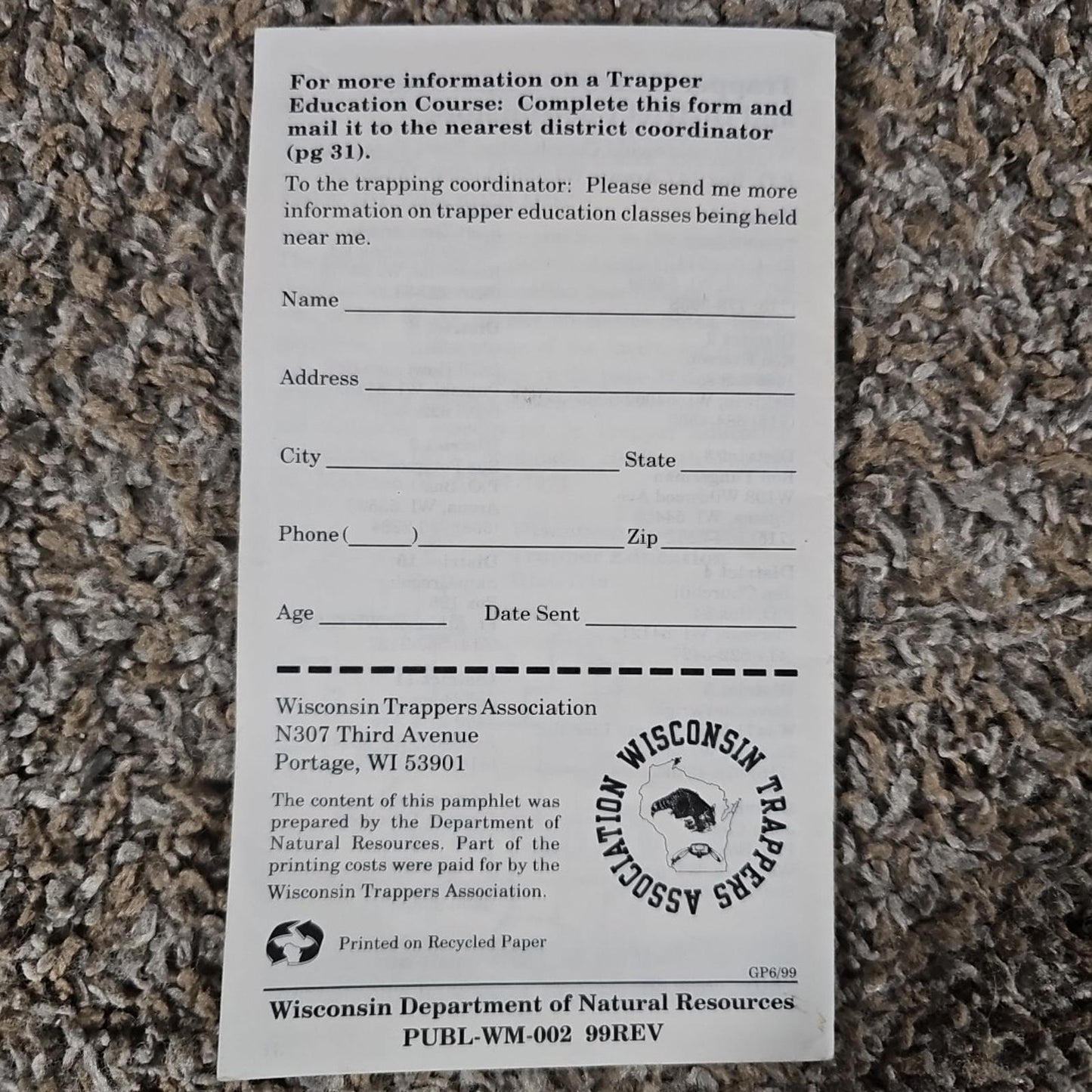 1999 wisconsin Trapping regulations pamphlet