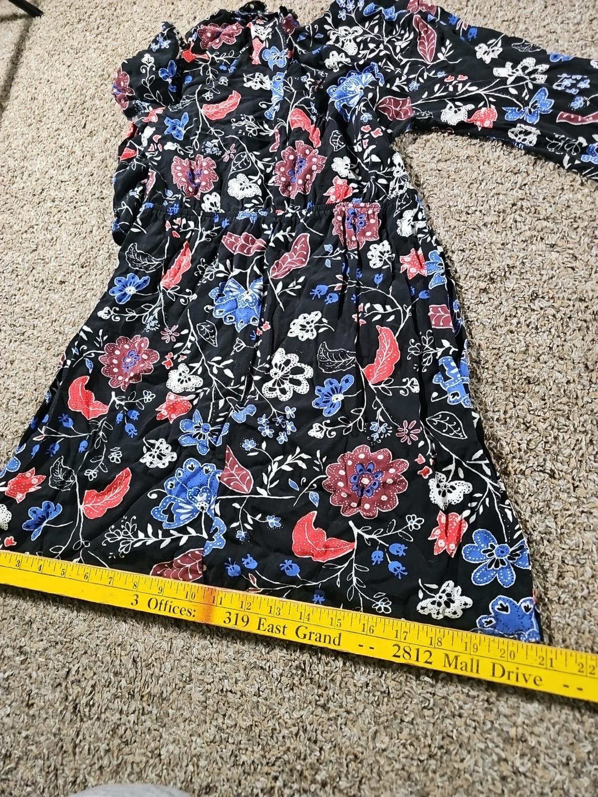Old Navy Tunic Shirt Dress Black Floral Lightweight Flowy M
