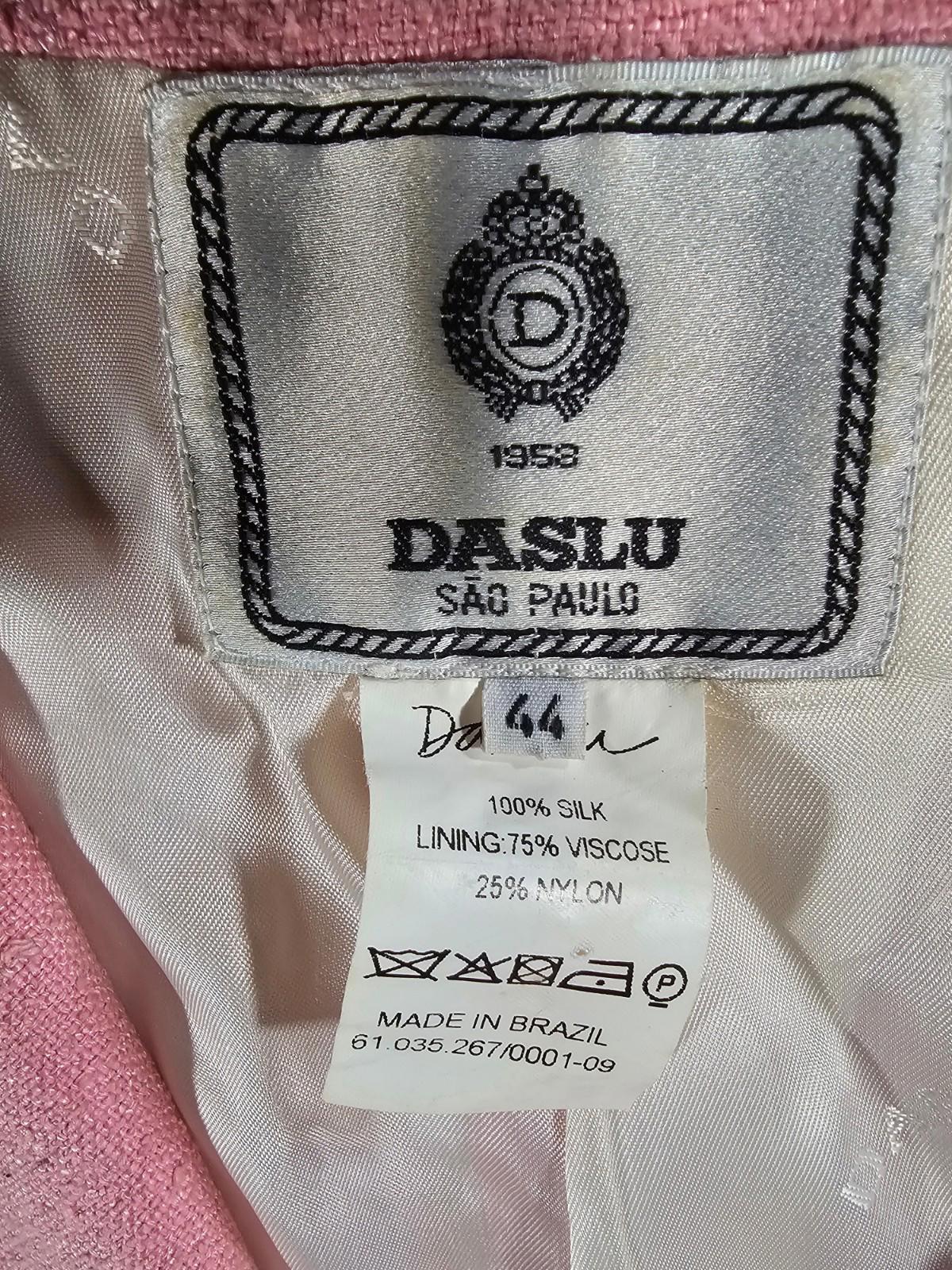 Daslu Sao Paulo Brazil Pink silk over coat Sz 44