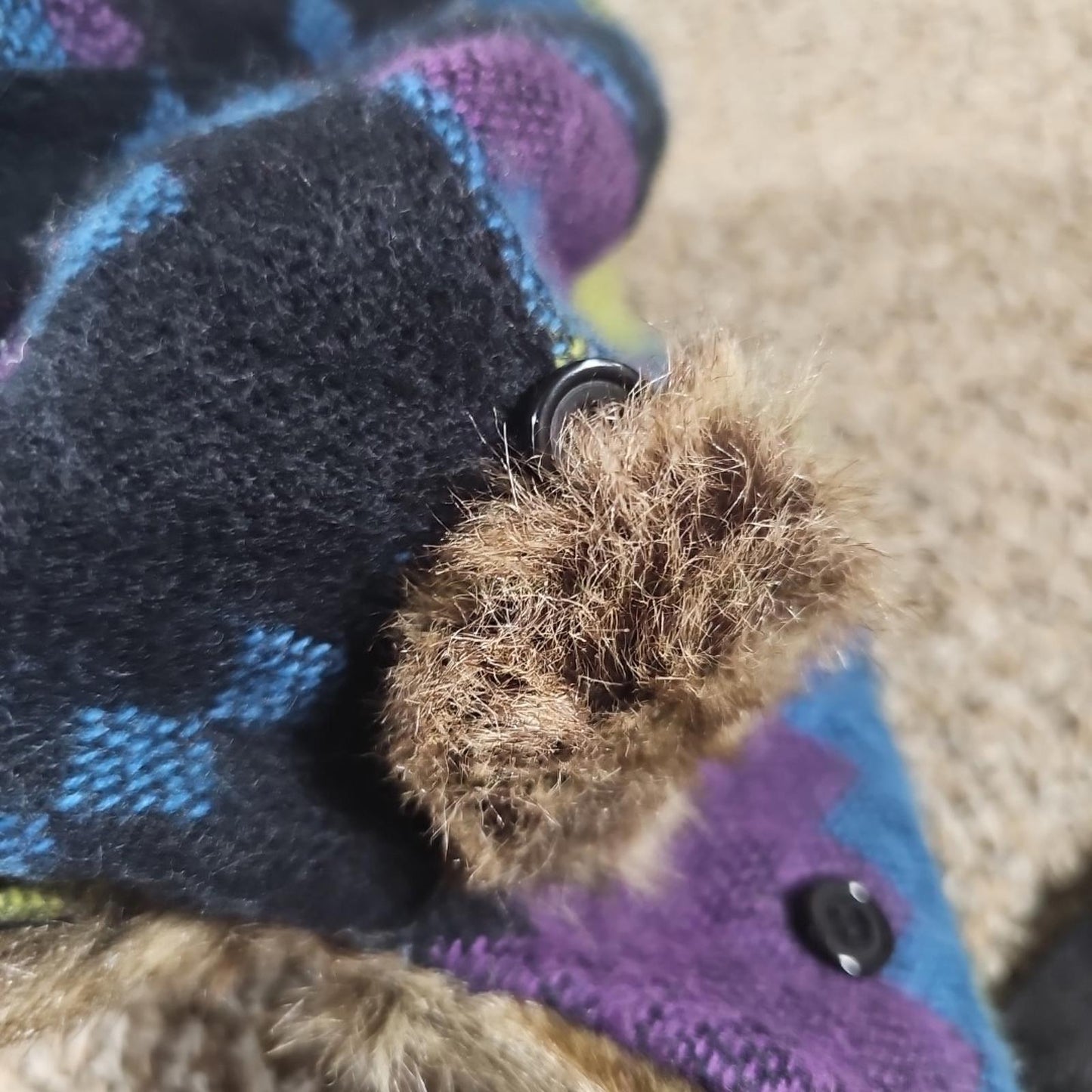 MUDD Trapper Hat Y2K Faux Fur Ear Flaps Multicolor Plaid One Size w/ Strap