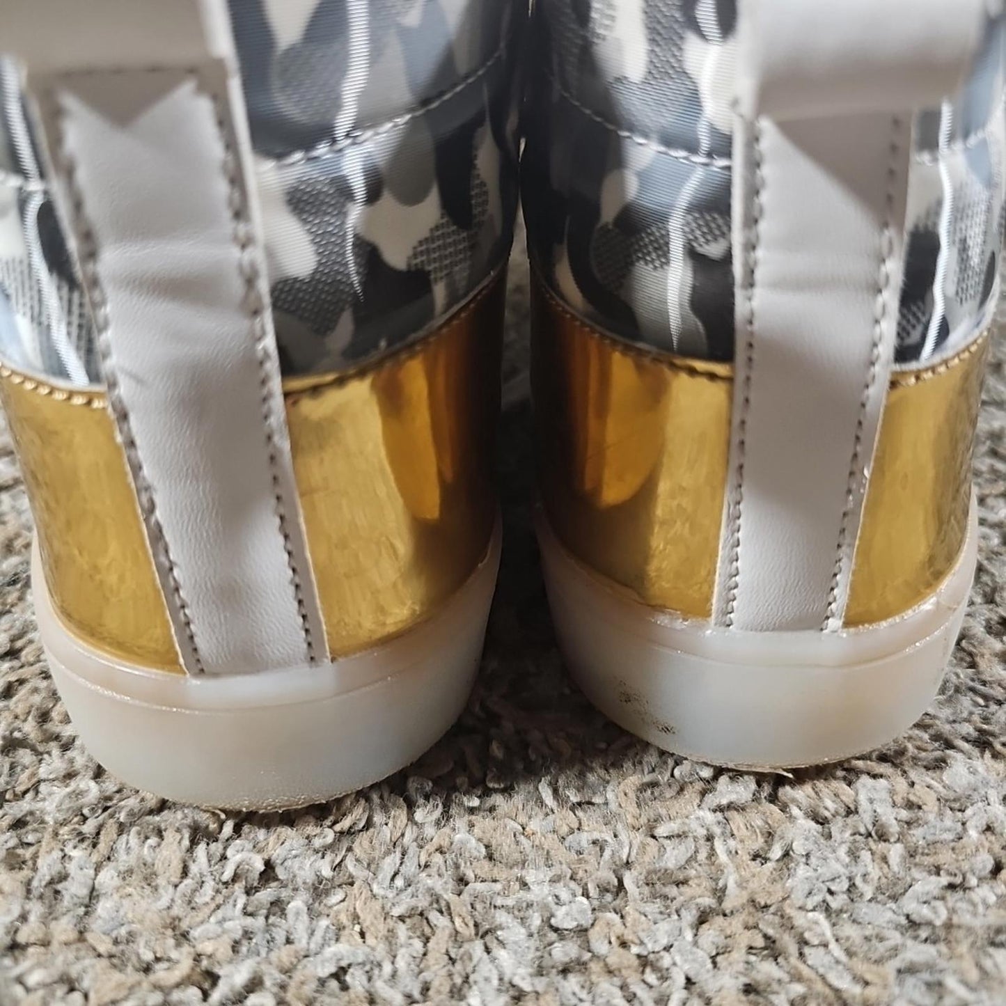 gold white camo light up shoes Sz 39 Multiple LED Colors Strobe