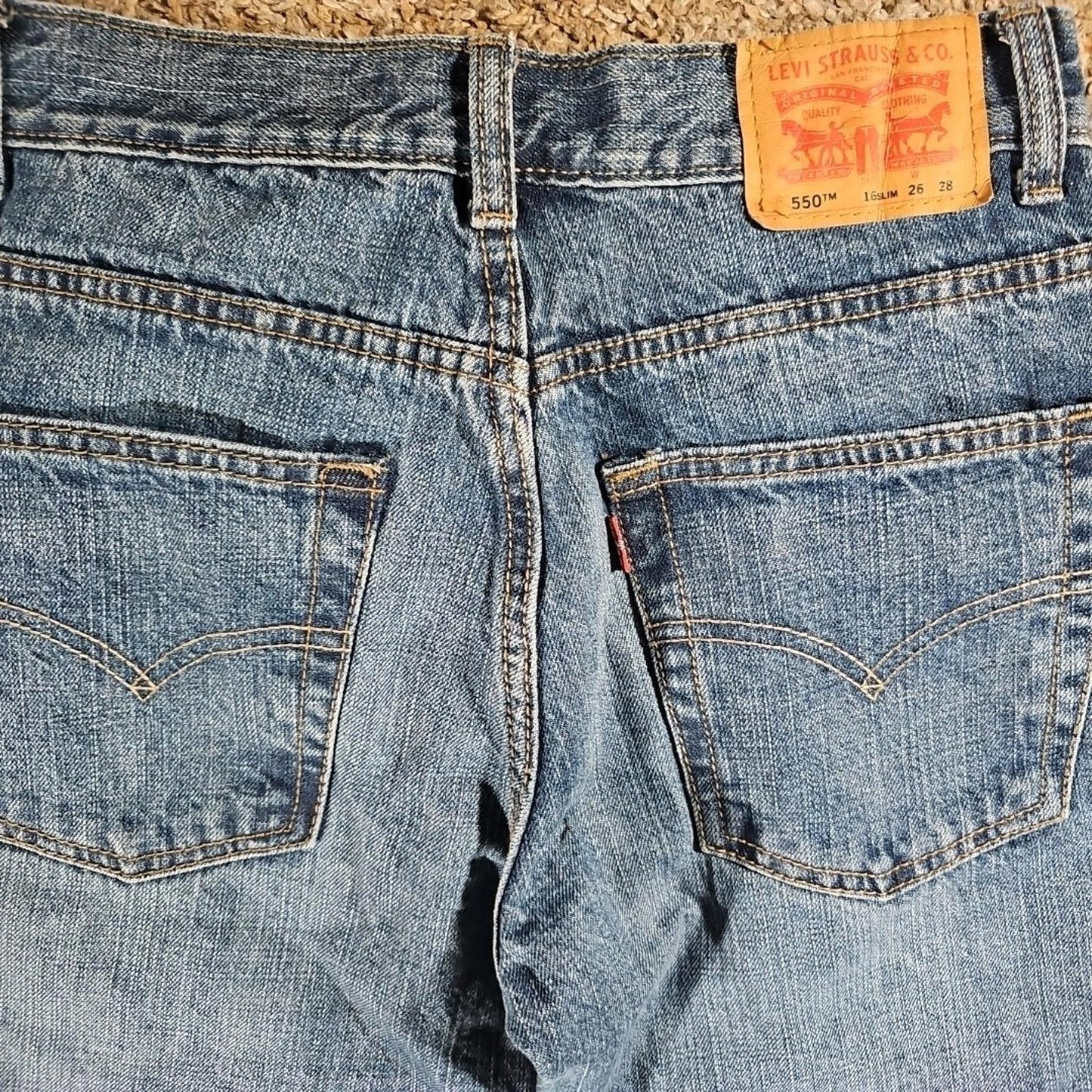 Levi's 550 Blue Denim Jeans 16 Slim 26 X 28  Relaxed Fit