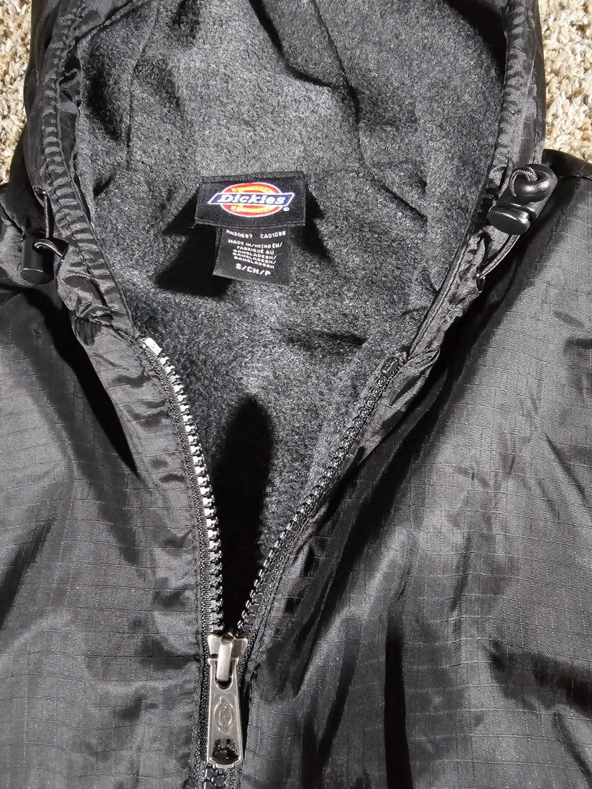 Dickies Jacket Small Black Nylon Ripstop Fleece Lined Hooded