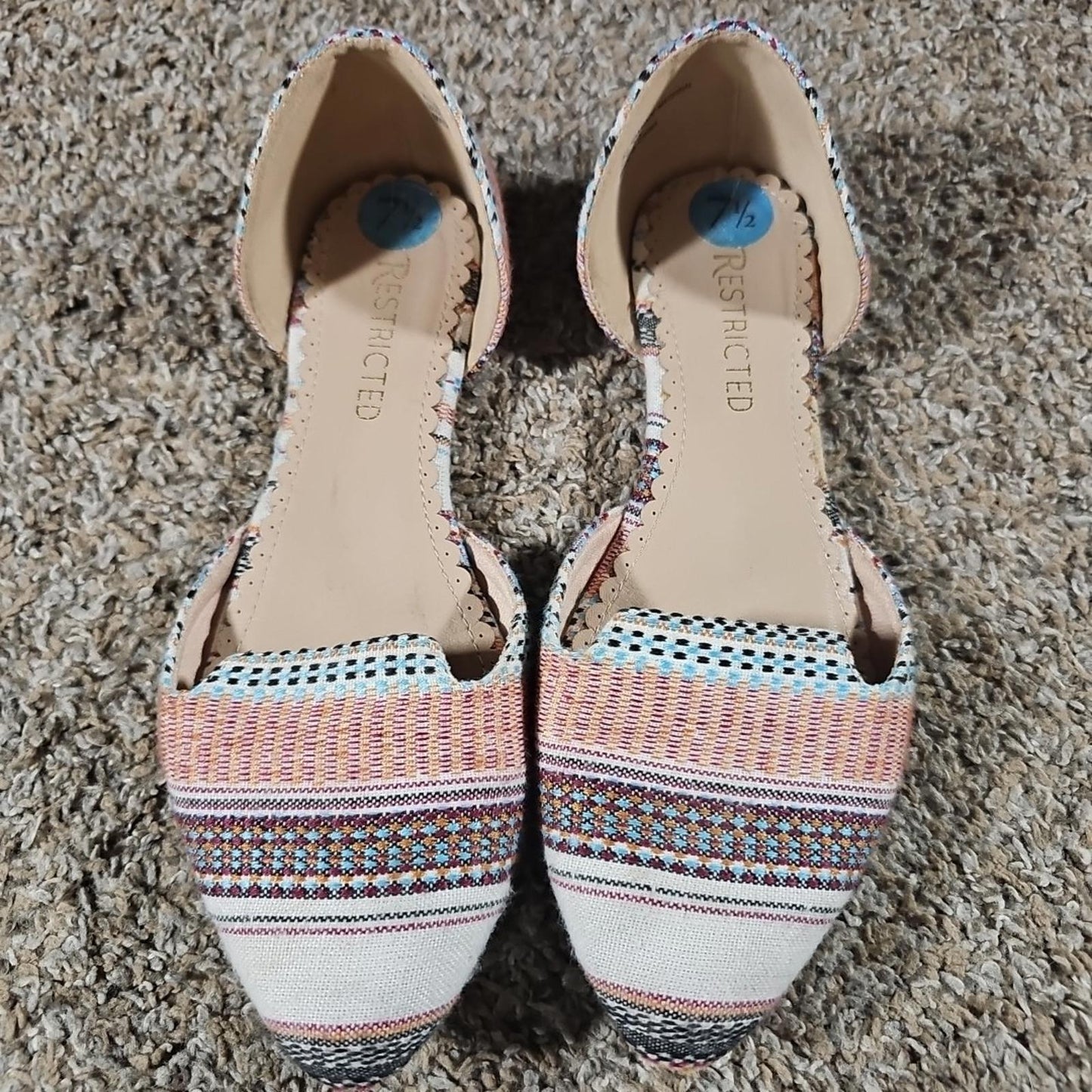 Restricted Womens Ballet Flats 7.5 Boho Casual Travel Shoes