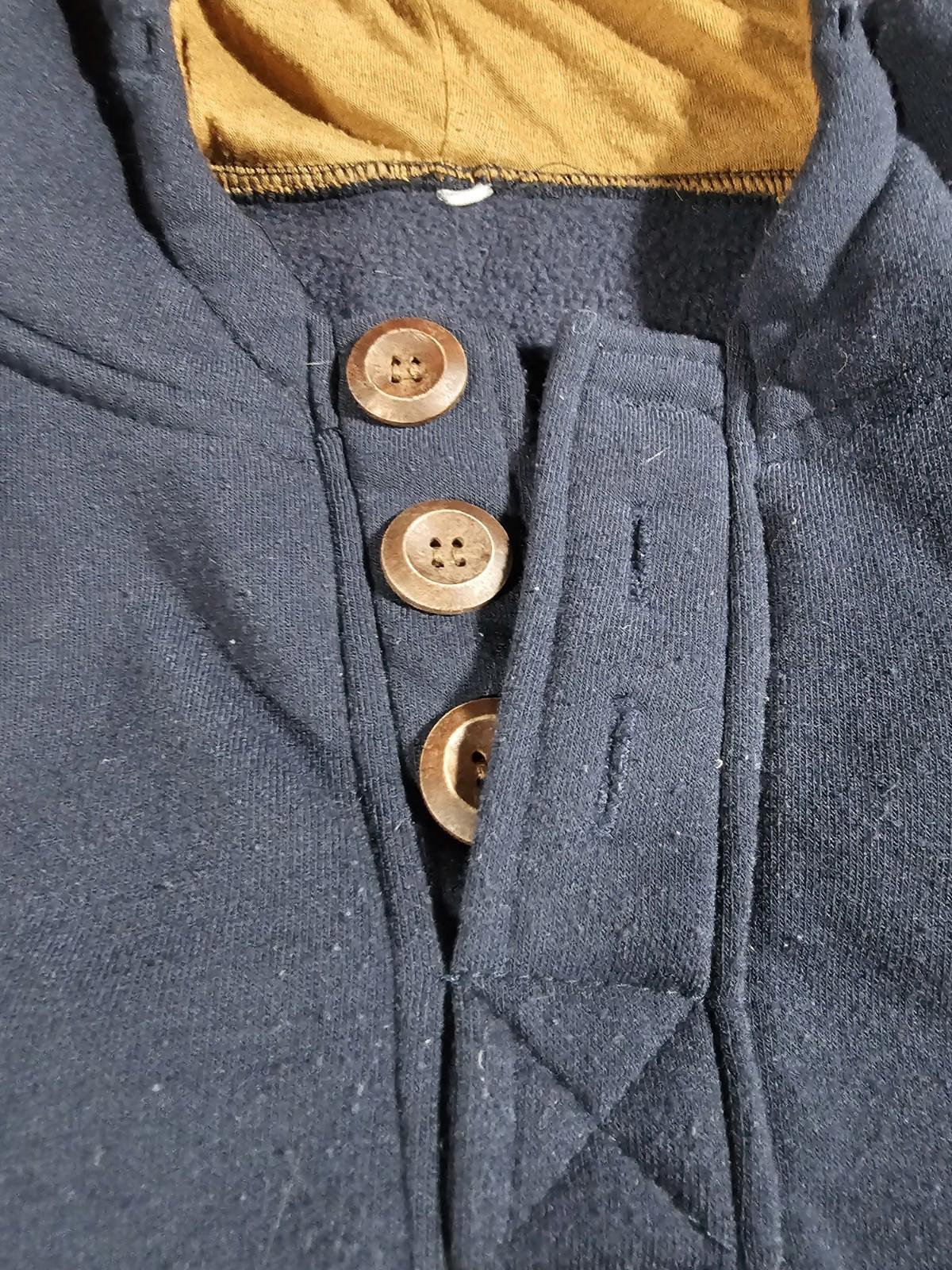 Blue Hoodie Button Front Elbow Pads SEE MEASUREMENTS