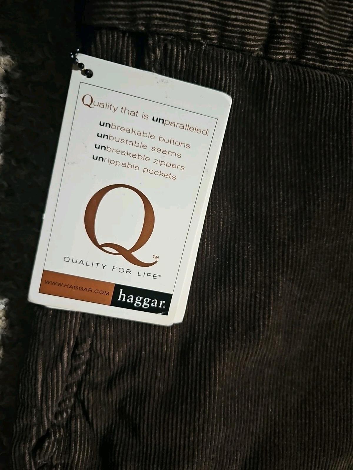 HAGGAR Q Quality For Life Brown Corduroy Pants 36x29 NWT NWD
