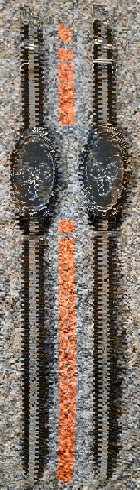 Mens Geneva Watch 5105 With Black And Orange Band