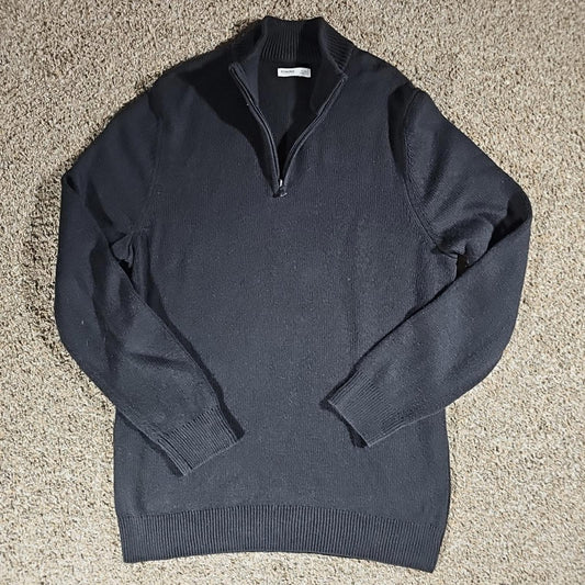 Sonoma XL TALL 1/4 Zip Tight Cable Knit Sweater Black