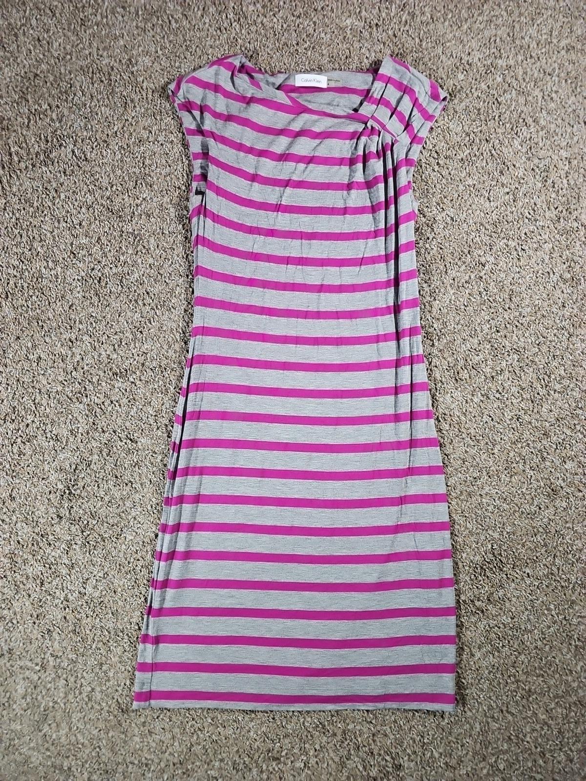 Calvin Klein Sz 4 Pink/Gray Striped Dress