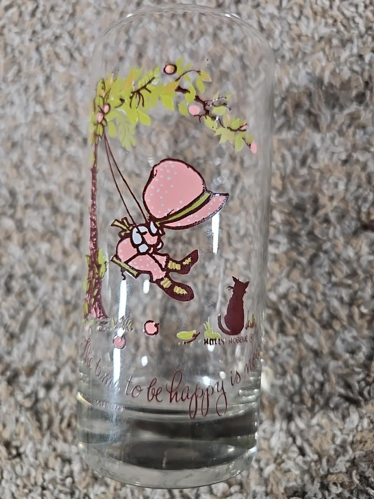 Vintage 1967 Holly Hobbie American Greetings 5.5" Glass The Time to be Happy