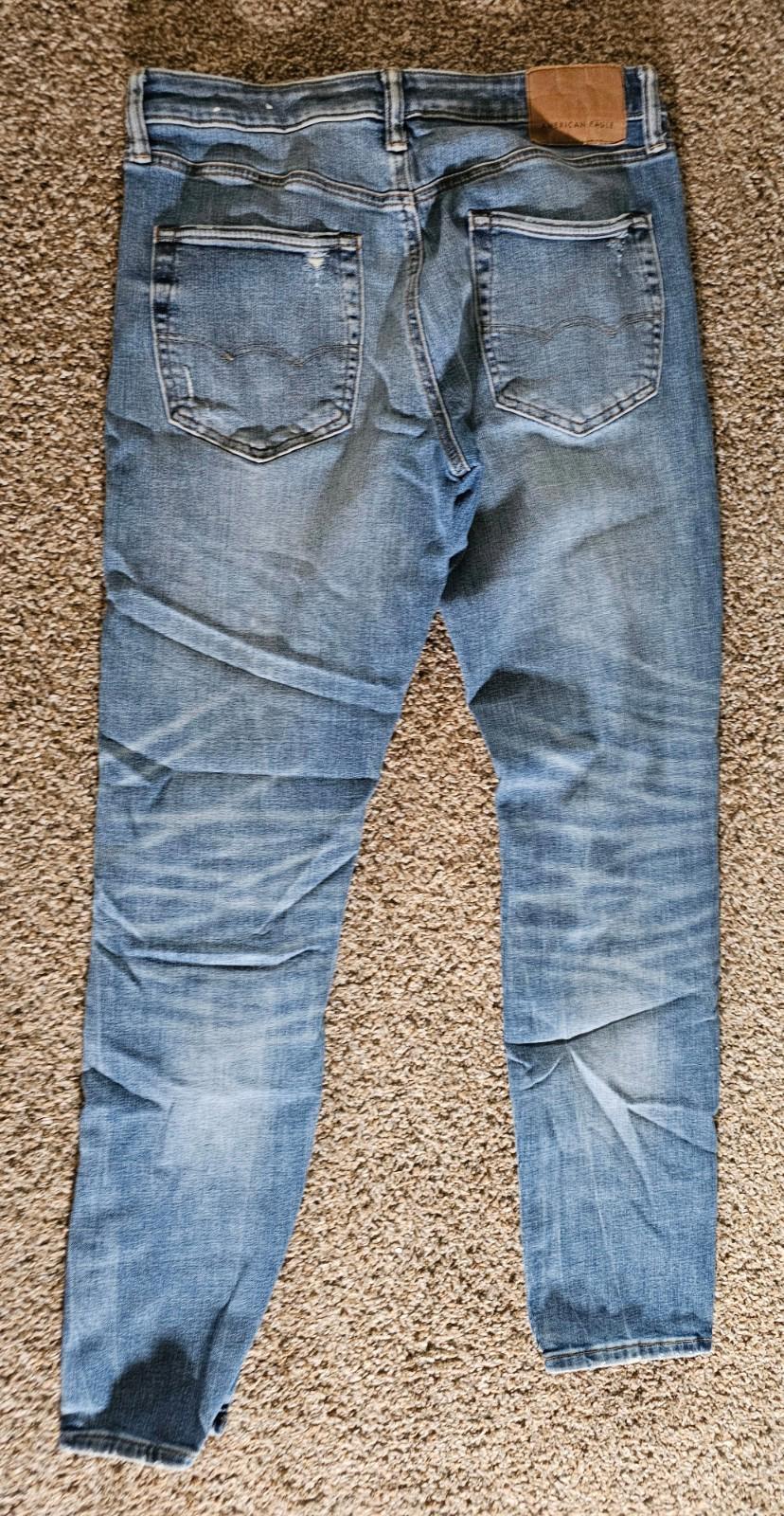 American Eagle Distressed Straight Leg AirFlex Temp Tech Denim Jeans Mens 31x34