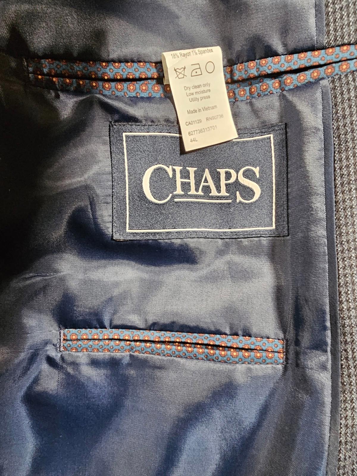 Chaps 44L Blue Houndstooth 2 Button Blazer