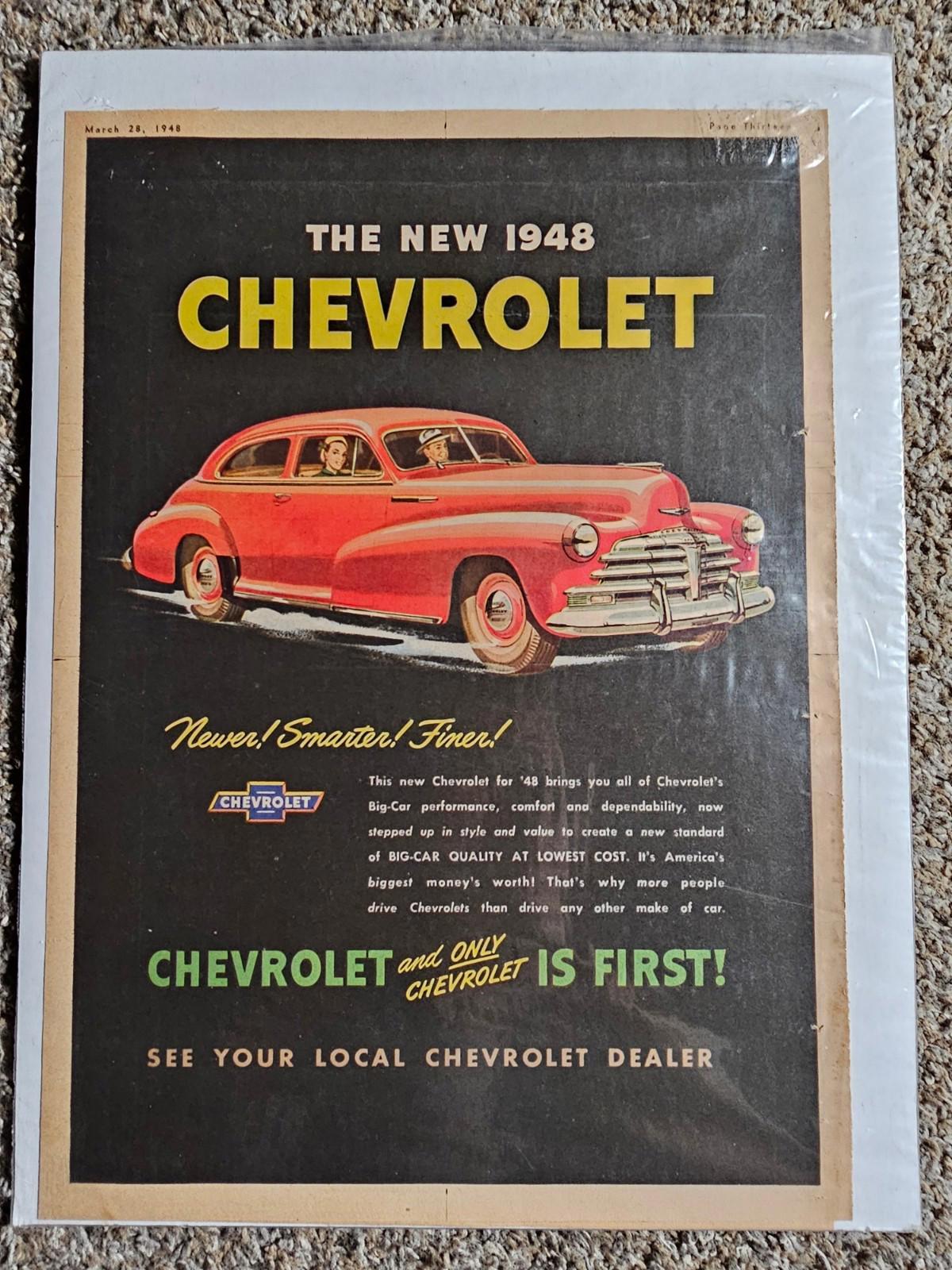 March 28 1948 CHEVROLET 10.5x14" Print Ad