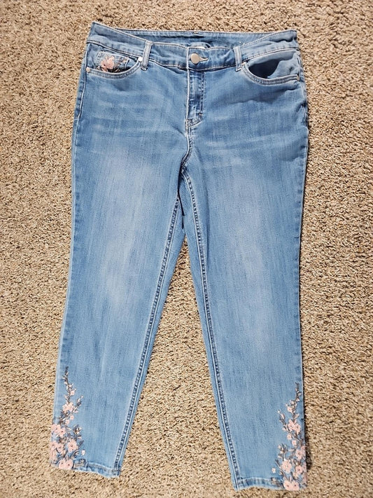 Christopher Banks Sz 12 Embroidered Floral Jeans
