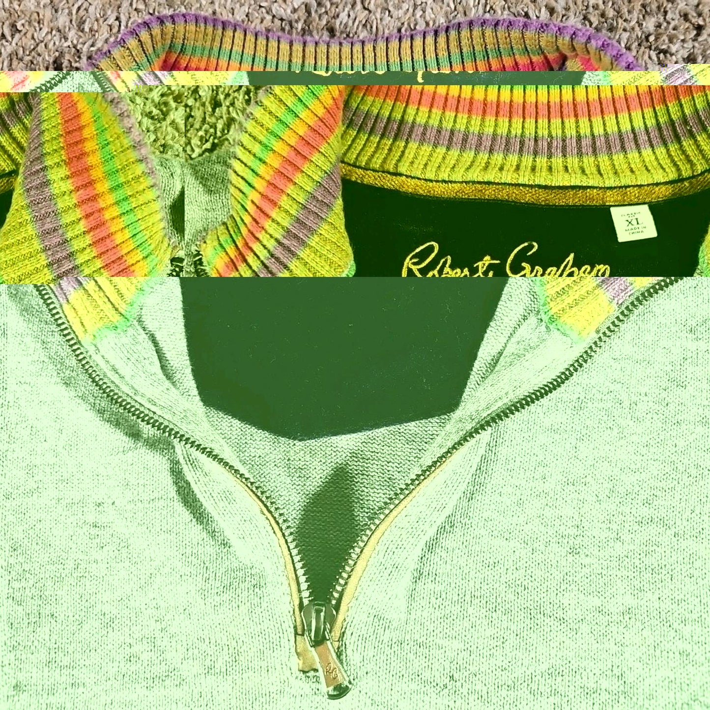 Robert Graham Knowledge Wisdom Truth XL 1/4 zip Sweater