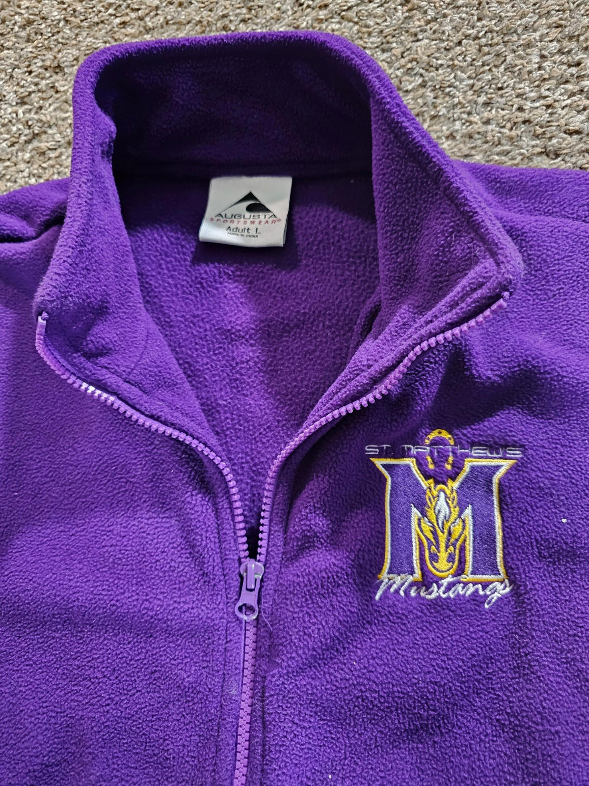 St Matthews Mustangs full zip purple fleece Augusta Large