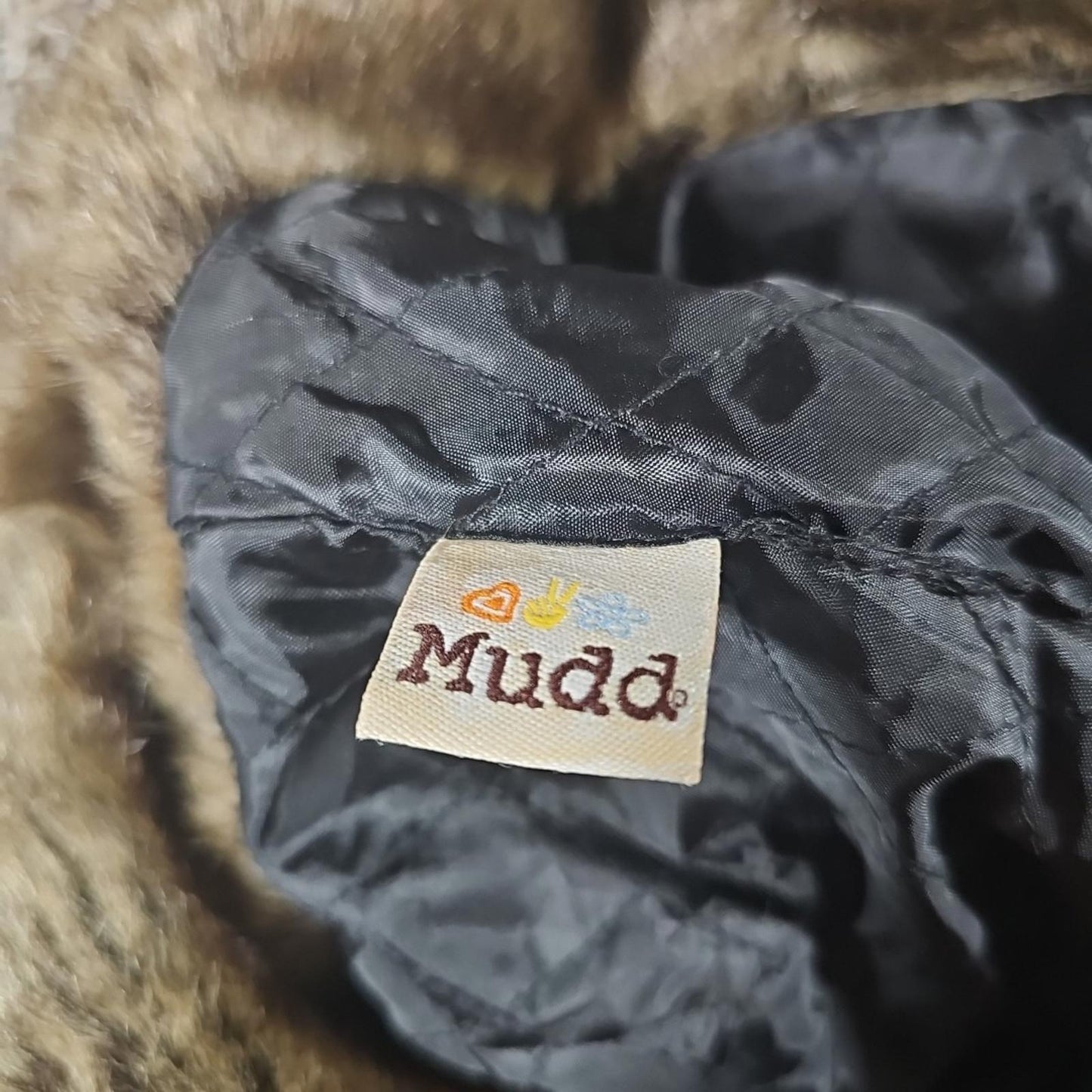 MUDD Trapper Hat Y2K Faux Fur Ear Flaps Multicolor Plaid One Size w/ Strap