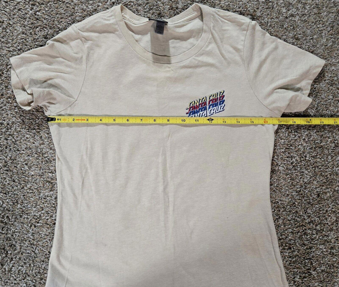 Womens Tan Santa Cruz Skate T-shirt Size Medium